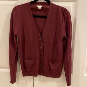J.Crew burgundy cardigan sweater